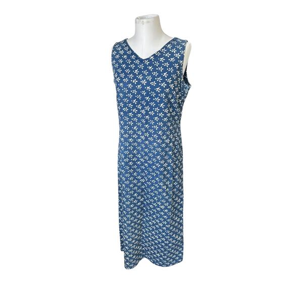 Vintage 90s Liz Claiborne Women's Maxi Sleeveless Dress Denim Floral Print sz 10 - Picture 7 of 9
